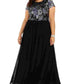 Betsy & Adam Women's Embellished Bodice Gown Black Size Petite Small