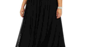 Betsy & Adam Women's Embellished Bodice Gown Black Size Petite Small