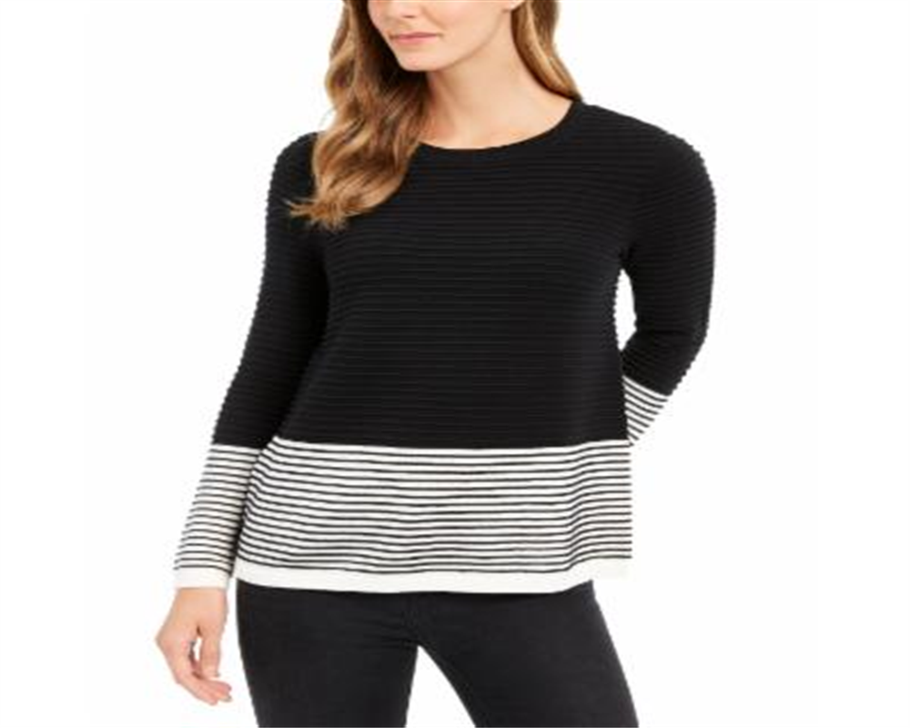 Charter Club Women's Ribbed Sweater Black Size Petite L
