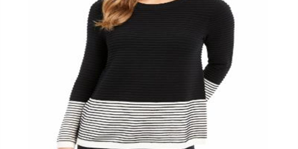 Charter Club Women's Ribbed Sweater Black Size Petite L