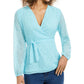 Charter Club Women's Clip Dot Wrap Top Blue Size X-Large