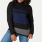 Karen Scott Women's Colorblocked Cotton Turtleneck Sweater Blue-Black Size Petite S