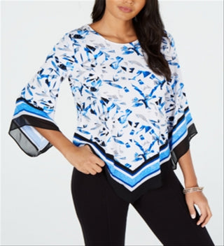 Alfani Women's Blouse Cobalt Breeze Blue Size Petite Large