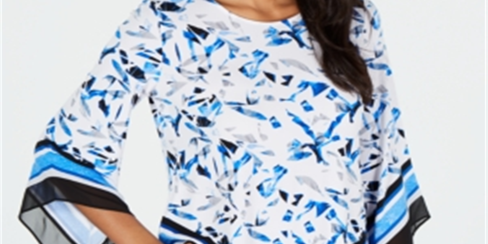 Alfani Women's Blouse Cobalt Breeze Blue Size Petite Large