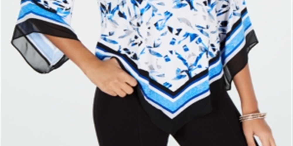 Alfani Women's Blouse Cobalt Breeze Blue Size Petite Large