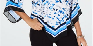 Alfani Women's Blouse Cobalt Breeze Blue Size Petite Large