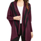 Alfani Women's Striped Long Sleeve Open Cardigan Sweater Maroon Size Petite Large