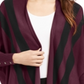 Alfani Women's Striped Long Sleeve Open Cardigan Sweater Maroon Size Petite Large