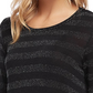 Karen Kane Women's Glitter Striped Long Sleeve Jewel Neck T-Shirt Top Black Size Small