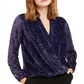 Alfani Women's Velvet Burnout Blouse Burnout Purple Size Petite L