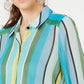 INC International Concepts Women's Vertical Stripe Button Up Shirt Green Size Petite Small