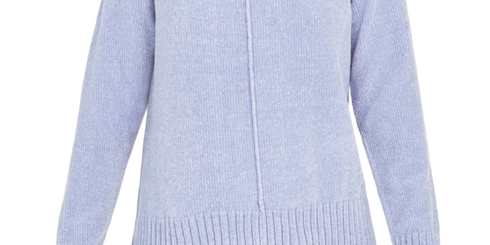 Style & Co Women's Heather Long Sleeve Crew Neck Blouse Sweater Blue Size Petite Medium