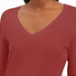 JM Collection Women's Embellished Sleeve V Neck Sweater Red Size Large