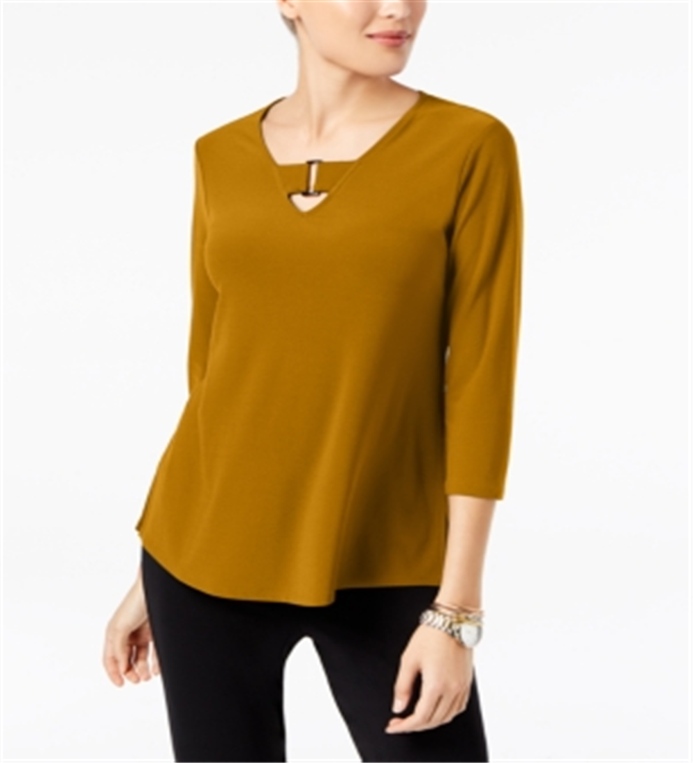 Alfani Women's Buckle-Detail Tunic India Gold Size Petite XL
