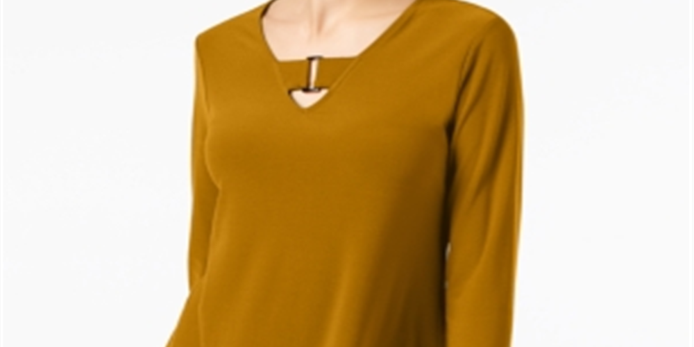 Alfani Women's Buckle-Detail Tunic India Gold Size Petite XL