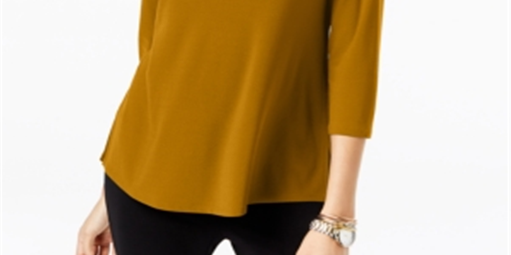 Alfani Women's Buckle-Detail Tunic India Gold Size Petite XL