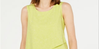 Alfani Women's Asymmetrical Overlay Top Green Size Small