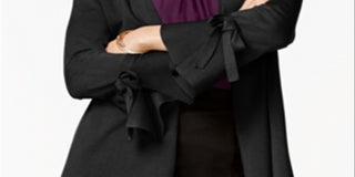 Alfani Women's Tie Sleeve Cardigan Black Size -Petite L