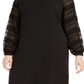 Alfani Women's Plus Embellished-Sleeve Shift Dress Black Size 0X