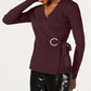 INC International Concepts Women's Embellished Grommet Wrap Sweater Gift Red Size X-Small