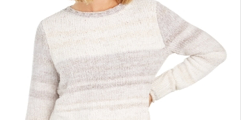 Style & Co Women's Chenille Space Dyed Sweater White Size Petite Large