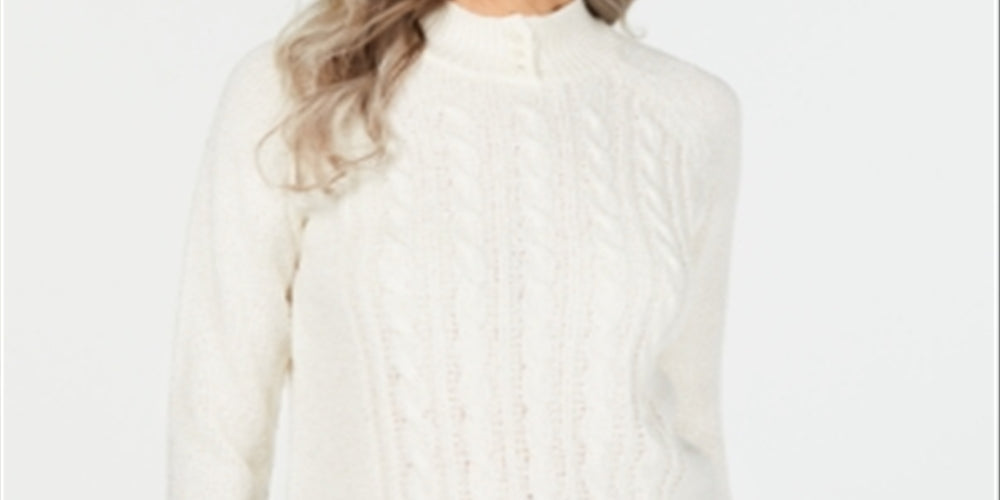 Karen Scott Women's Cable Knit Sweater Eggshell Size Petite S