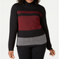 Karen Scott Women's Colorblocked Cotton Turtleneck Sweater Red -Black Size Petite S