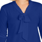 Charter Club Women's Tie Neck Crepe Top Blue Size Petite Large