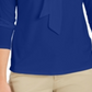 Charter Club Women's Tie Neck Crepe Top Blue Size Petite Large