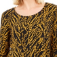 JM Collection Women's Floral Print Top Black-Gold Size Petite L