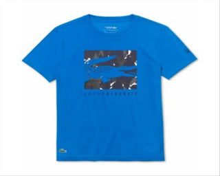 Lacoste Men's Performance Stretch Novak Djokovic Logo Graphic T-Shirt Blue Size XL