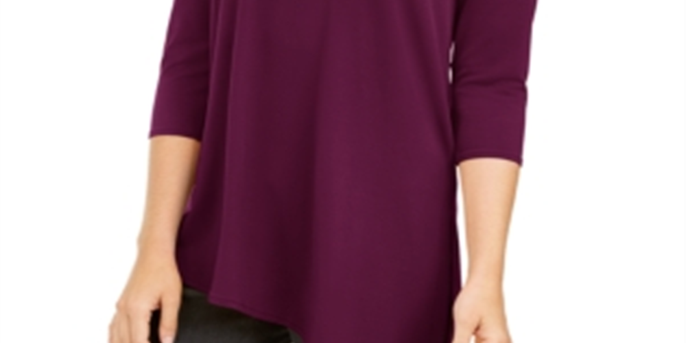 Alfani Women's Asymmetrical Cut Out Top Maroon Size Petite L