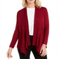 JM Collection Women's Mixed Ribbed Flyaway Cardigan Cherry Pie Size Petite S