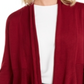 JM Collection Women's Mixed Ribbed Flyaway Cardigan Cherry Pie Size Petite S