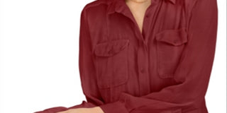 Bar III Women's Tie Hem Button Front Top Bronze Size S