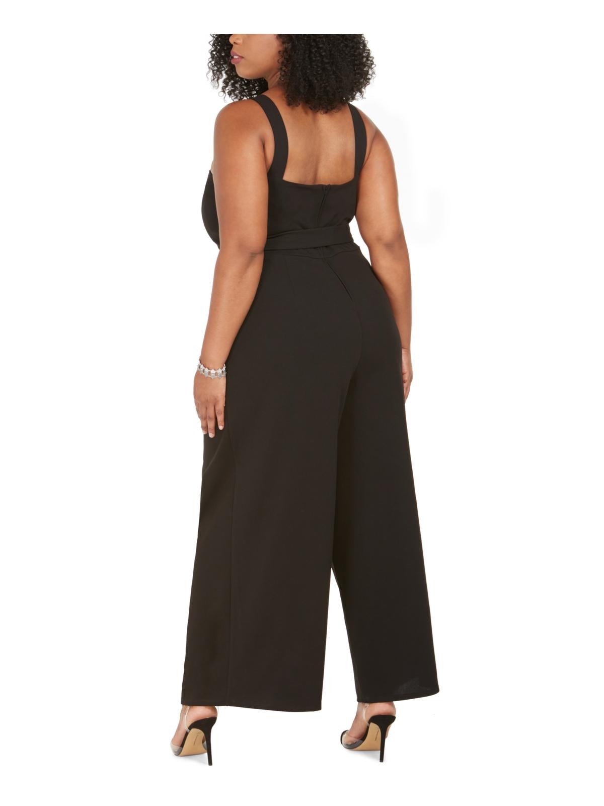 Emerald Sundae Women's Plus Sweetheart Neck Sleeveless Jumpsuit Black Size 22