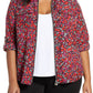 Michael Kors Women's Plus Woodland Leaf Blouse Printed Zip Front Red Size 0X