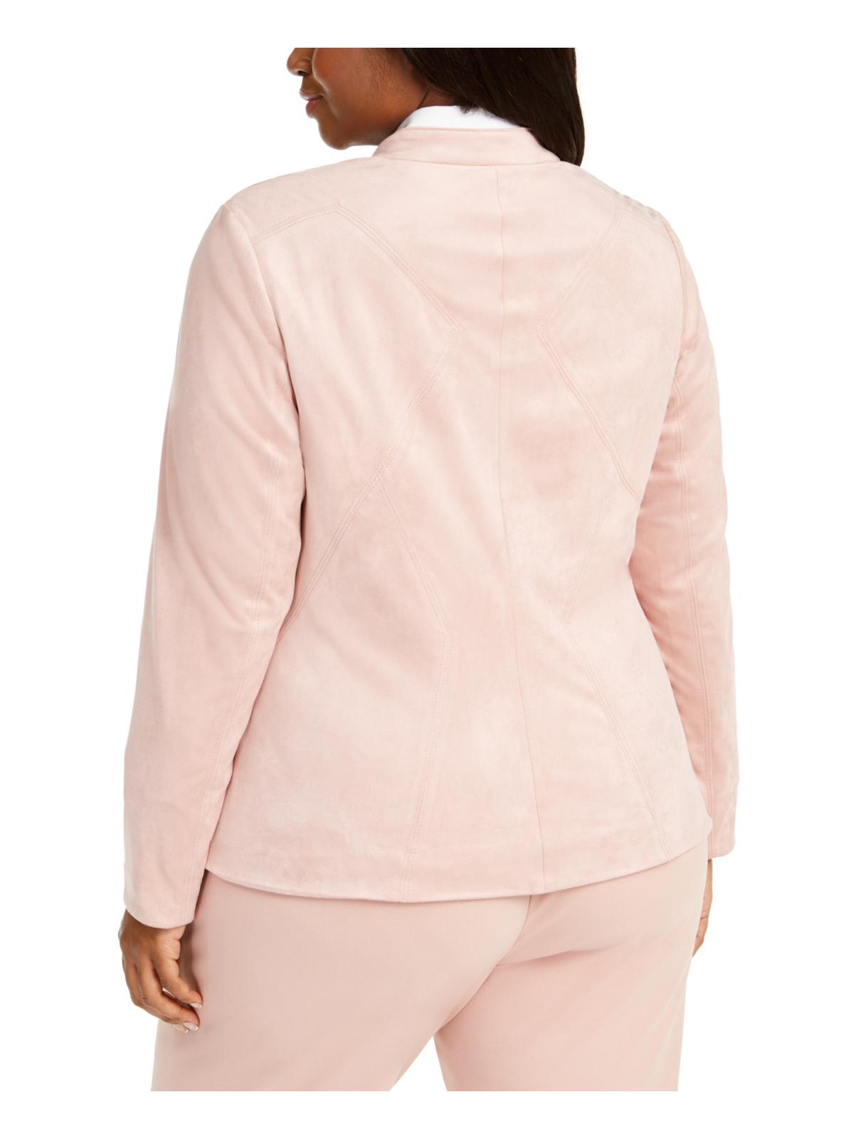 Alfani Women's Plus Faux Suede Zip Jacket Pink Size 0X