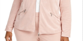 Alfani Women's Plus Faux Suede Zip Jacket Pink Size 0X