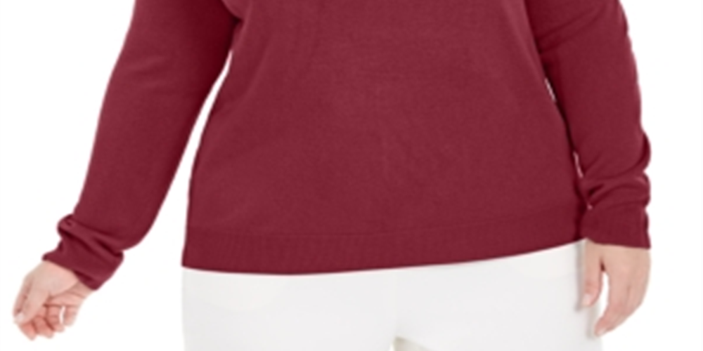 Karen Scott Women's Plus Turtleneck Luxsoft Sweater Maroon Size 0X