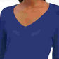 JM Collection Women's Button Cuff V Neck Pullover Sweater Blue Size Medium