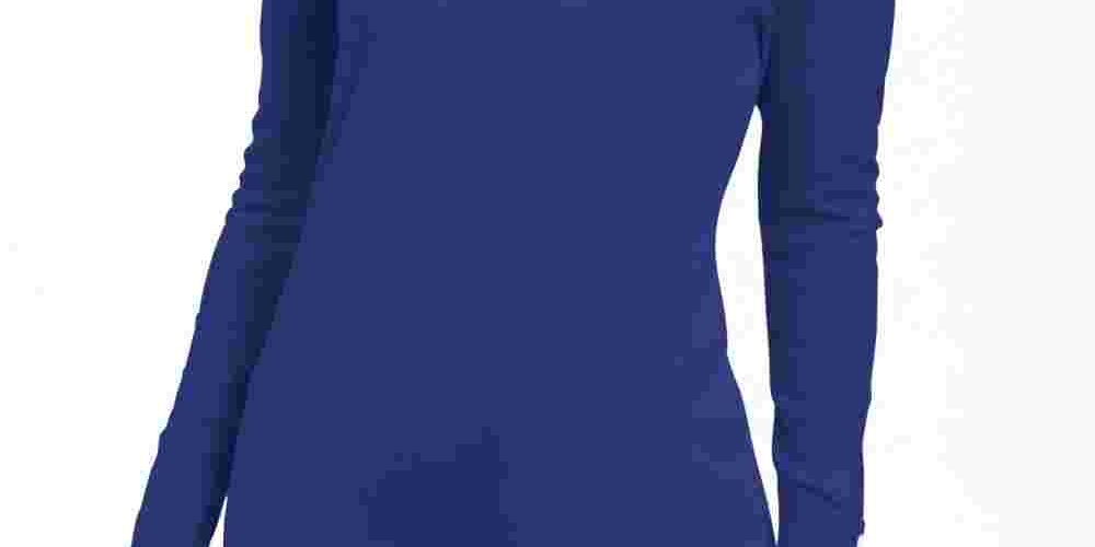 JM Collection Women's Button Cuff V Neck Pullover Sweater Blue Size Medium