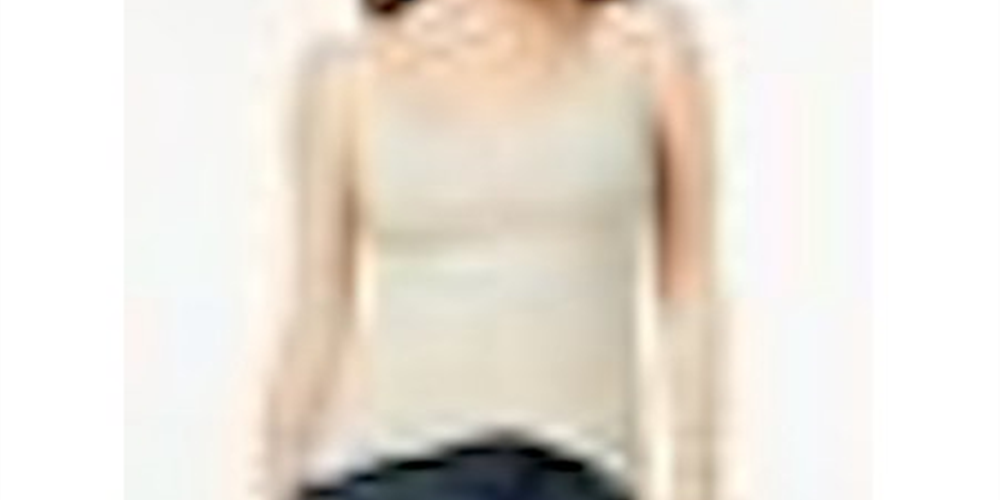 Maison Jules Women's Printed Spaghetti Strap Square Neck Tank Top Brown Size XX-Large