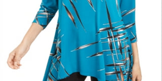 Alfani Women's Printed Swing Top Blue Size Petite XL