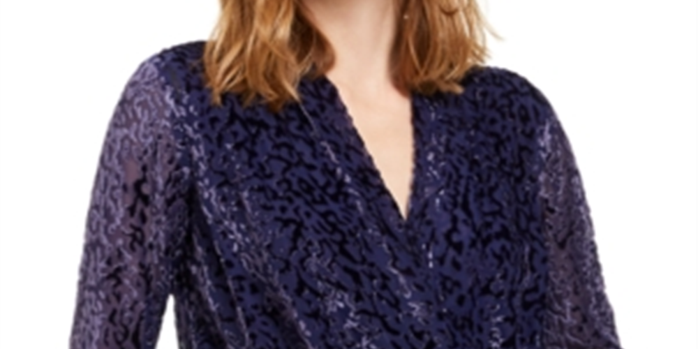 Alfani Women's Velvet Burnout Blouse Purple Size -Petite S