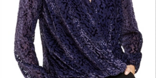Alfani Women's Velvet Burnout Blouse Purple Size -Petite S