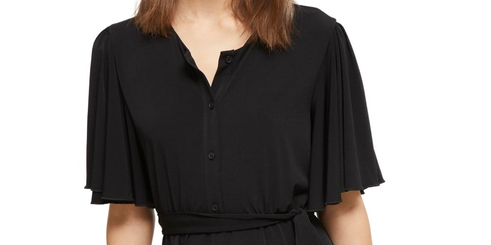 French Connection Women's Tie-Waist Shift Dress Black Size 2