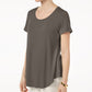 JM Collection Women's Scoop-Neck Top Brown Size X-Small