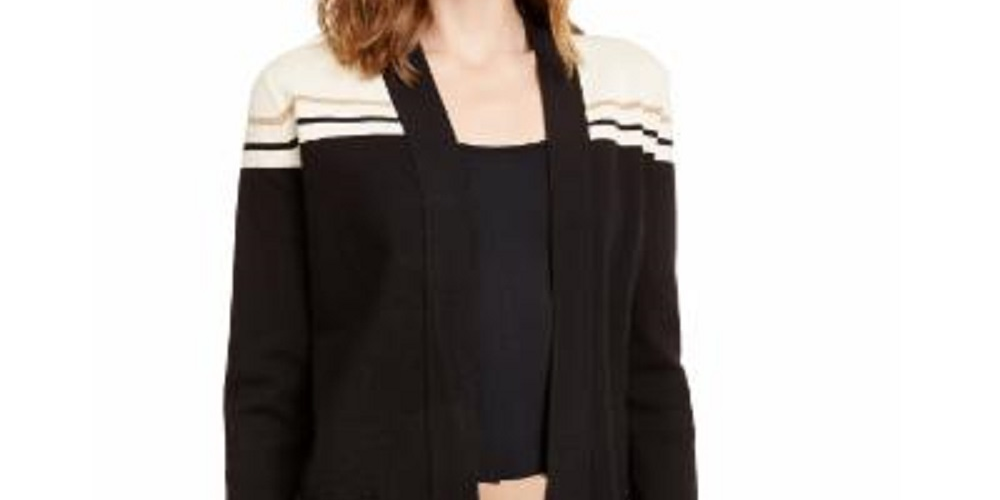 ANNE KLEIN Women's Block Color Long Sleeve Sweater Black Size Medium
