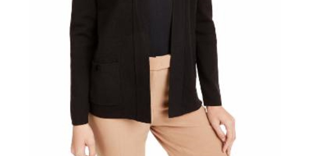 ANNE KLEIN Women's Block Color Long Sleeve Sweater Black Size Medium